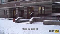 Debt Collector Pounds Adorable Redhead's Shaved Pussy Doggy Style