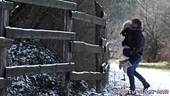 Euro beauty's trimmed pussy rides cock cowgirl with passion