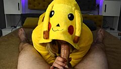 can this blonde pikachu deepthroat cum in her hungry mouth?