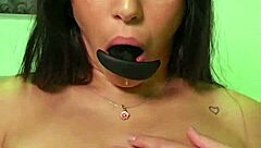 brunette stretches huge ass with massive anal toys gaping wide