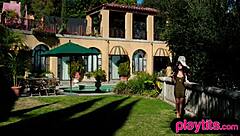 Curvy big ass goddess giana dior strips naked outdoors teasing her huge tits