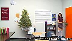 sadie holmes innocent uniform tempts nerd in classroom holiday fuck