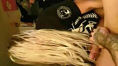 Blonde Wife Gags on Monster Cock Deep!