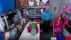 Slutty Teen Fucks Mall Cop Hard to Avoid Jail Time