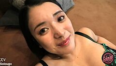 busty japanese milf screams as tits slapped in dirty ass worship