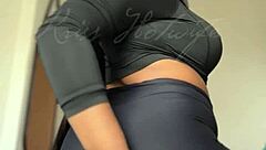 check out this sexy black babe in leggings teasing on your screen friday 13th