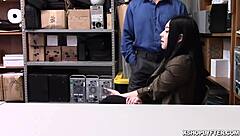 hot thief settles her debt with deep pussy pounding and rough railing at work