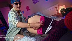 Blonde Femdom Makes Slave Cum Hands-Free Cock Tease