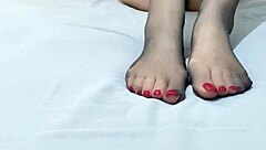 horny stepmom flaunts feet while masturbating outdoors