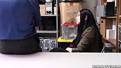 hot thief settles her debt with deep pussy pounding and rough railing at work