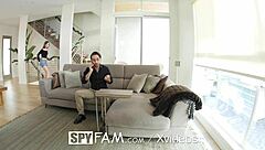 Step Dad Pounds Bent Over Brunette for Cash Cum Facial