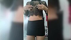 I touch my wet pussy in mini skirt begging anal