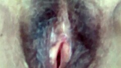 after intense fucking, i spread wide to reveal my big hairy pussy dripping with fresh cumshots inside