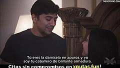 Brunette milf sucks cock then fucks hard