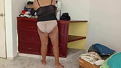 Chubby amateur sorts room bending over curvy voyeur tease