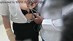 Doctor examines patient in hospital closely