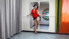 Nude Ballerina Regina Noir Twirls Pantyless Erotically!