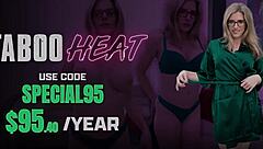 Step aunt bends over as buttplug gets slowly removed in bed