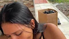 colombian prostitute blows cock on street caught
