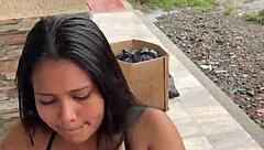 colombian prostitute blows cock on street caught