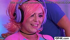 small tits girlfriends threesome fuck during games