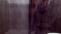 big couple enjoys steamy bathroom sex session