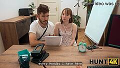 Hunt4k. Desperate Striptease Leads to Ripped Clothes Office Fuck