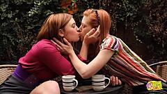 brunette writer craves tight pussy fingering kissing and orgasmic lesbian sex with agent