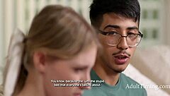 18yo virgin cheerleader fucks dorky friend against jocks bet