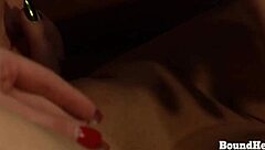 naked blonde slave humps mistress legs to explosive lesbian orgasm