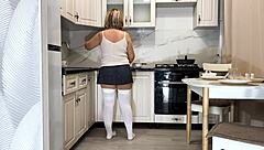 Milf's white panties flash leads to surprise anal