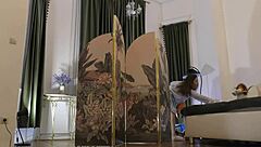 teasing brunette babe's lingerie miniskirt haul reveals backstage curves