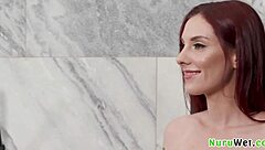 redhead kelly caprice's huge tits slide in nuru massage fuck seth gamble