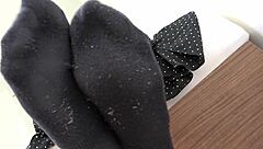 beautiful leggy woman dominates m man footjob spitting trampling fetish homemade!