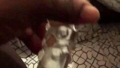 Caribbean accent babe moans shaving pussy with dildo orgasm