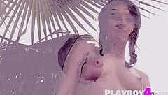 sexy petite milf strips naked outdoors for playboy