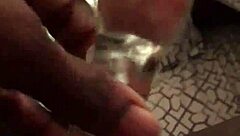 Caribbean accent babe moans shaving pussy with dildo orgasm