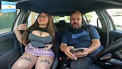 brunette latina street car blowjob public argentina ride