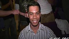 Guys roughly gangbang cute chicks sucking cocks and fucking hard at nightclub party