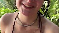 horny bikini teen oily titjob deepthroat on public beach 😍💦🍆