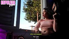 morena chats with neighbor showing off at window