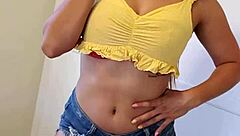 18yo thick latina with braces strips rubs pink pussy