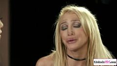 Brunette Licks Big Tits Blonde Pussy