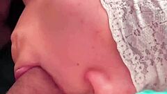 cute petite teen's amateur pov blowjob ends in facial cumshot