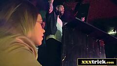 shy russian blonde deepthroats big cock dj booth slam