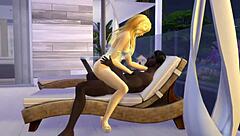Blonde Wife Cheats with Massive Black Cock in Sims Game