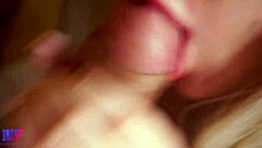 close-up amateur blowjob ends with cum swallow