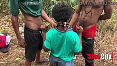 nigerian strangers threesome pounds ebony pussy doggystyle deep!