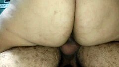 chubby black babe rides monster cock cowgirl till creampie overflow