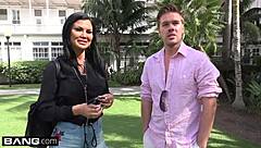 jasmine jae flashes pierced pussy tits beach public trio